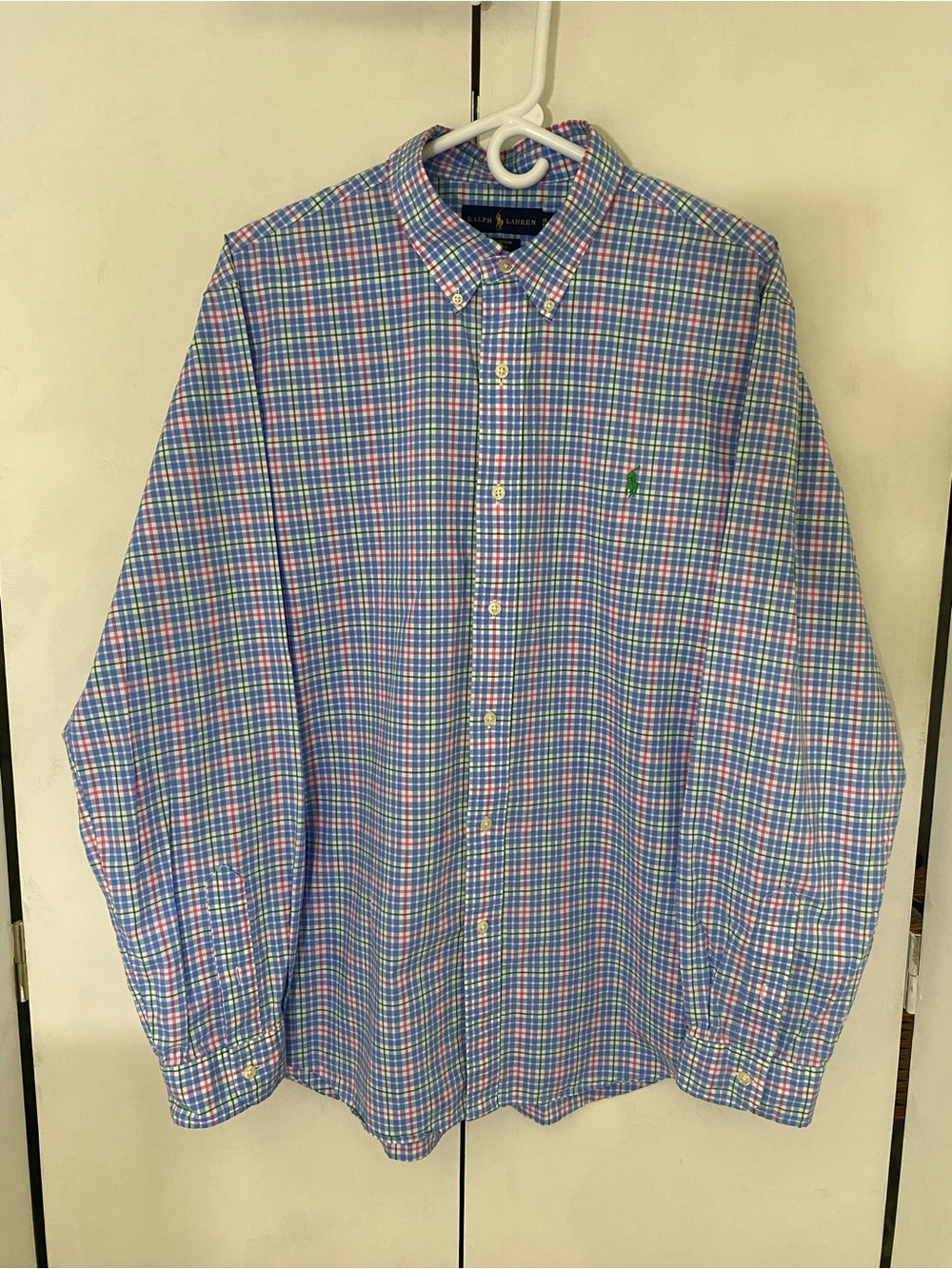 Ralph Lauren Blue & Pink Check Cotton Button-Down Shirt XL Preppy